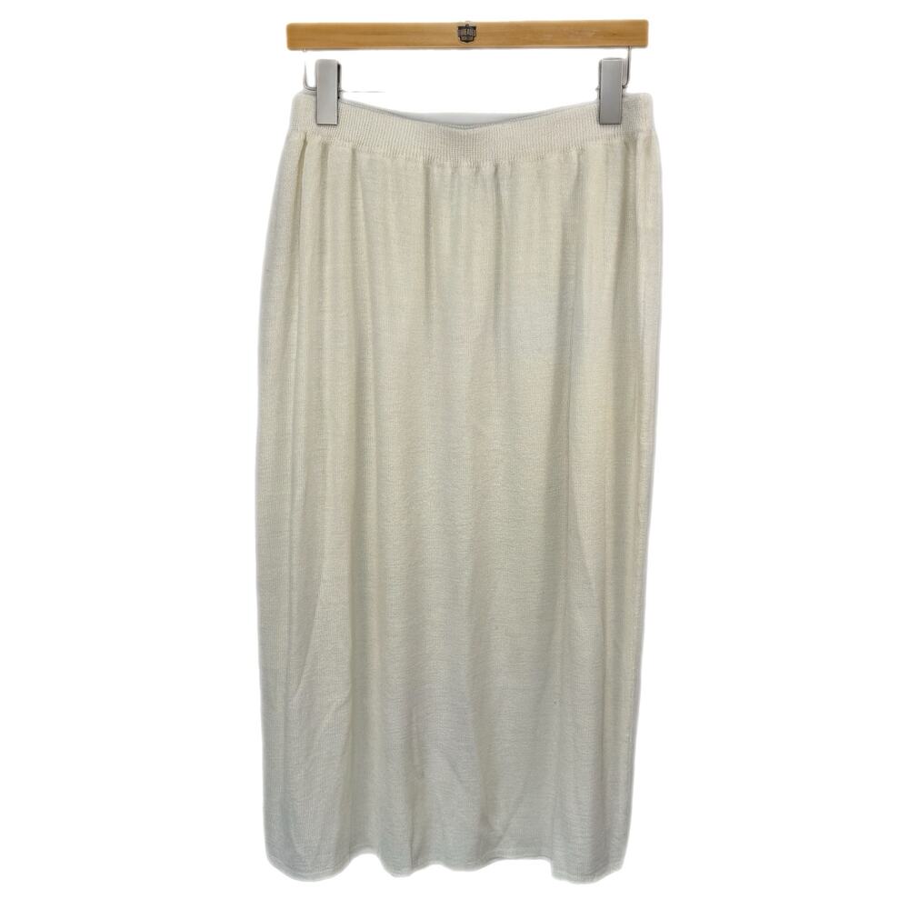 Vintage Ivory Knit Midi Skirt - Women's Plus Size 2XP